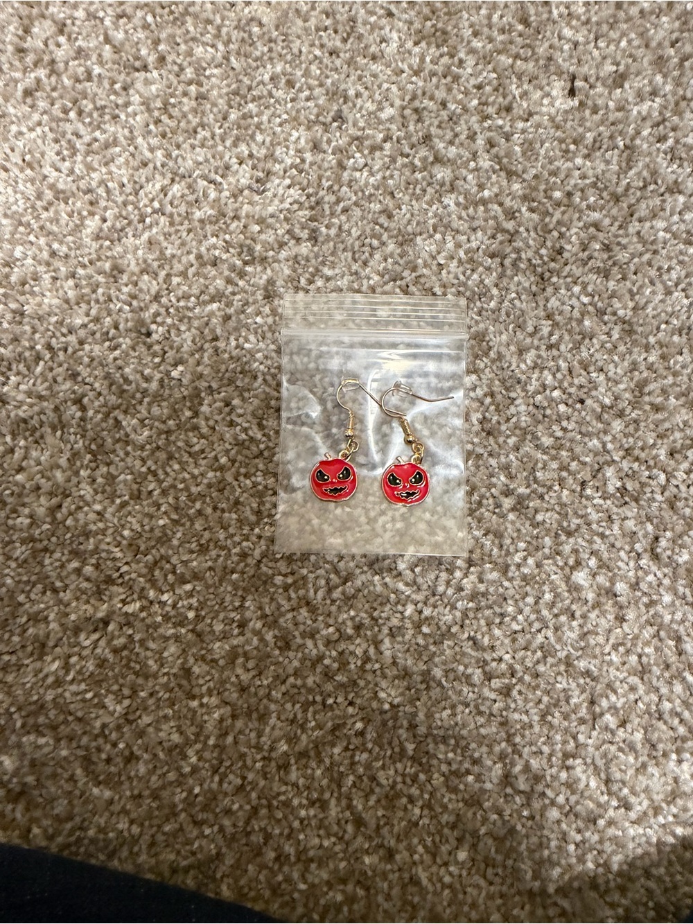 Red Pumpkin Face Dangle Earrings